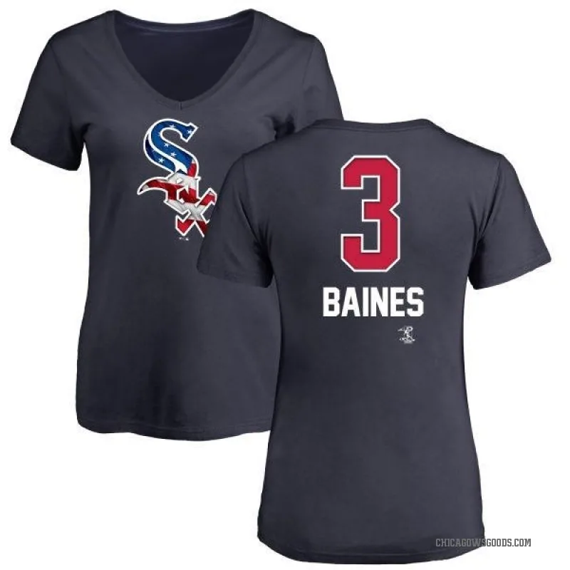 Harold Baines Women's Navy Chicago White Sox Name and Number Banner Wave V-Neck T-Shirt -